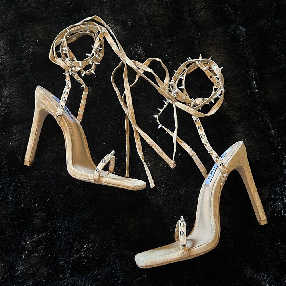 Steve Madden Uplift Nude Studded Strappy Heels